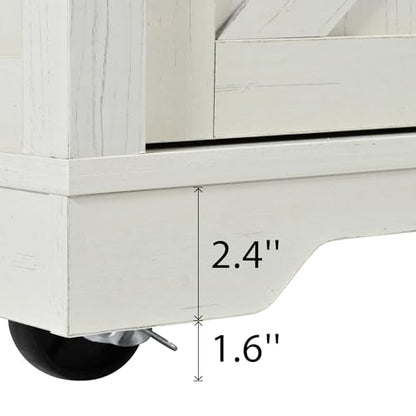 53.7" Kitchen Island with Drop Leaf & Power Outlet, Rolling Kitchen Island Cart On Wheels with 2 Sliding Barn Door, Kitchen Island Table with Storage, for Kitchen, Dining Room (White) - color: White