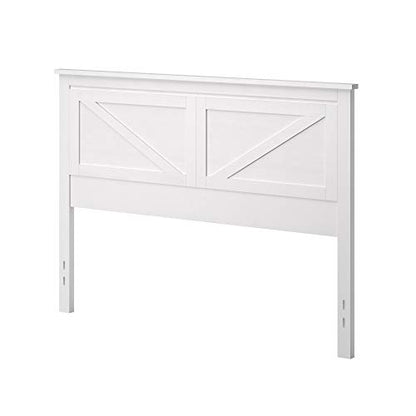 Farmhouse Style Wood Panel Headboard in Gloss White - Queen Size - color: Gloss White, size: Queen
