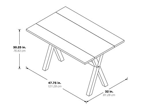 OSP Home Furnishings McKayla Flip-Top Expanding Desk to Dining Table, Distressed Brown Finish