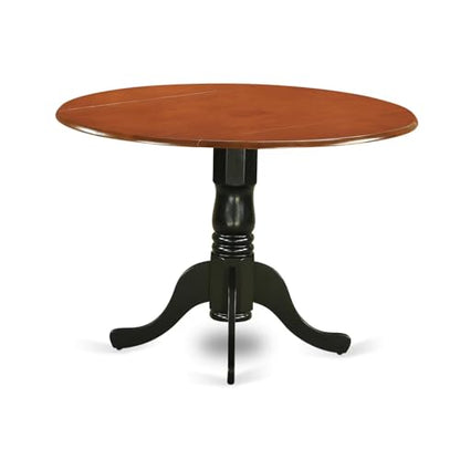 East West Furniture DLT-BCH-TP Dublin Kitchen Dining Table - a Round Wooden Table Top with Dropleaf & Pedestal Base, 42x42 Inch, Black & Cherry - color: Black & Cherry
