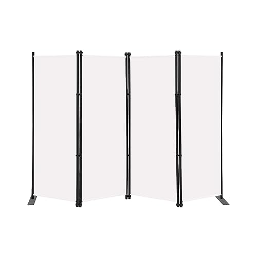 MAYOLIAH Indoor Room Divider 4 Panels 6Ft Tall Folding Privacy Screen White | Easy to set up, move & store. Great for living room bedroom studio garage to divide space protect privacy as wall partition - color: White, size: 4 Panel