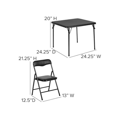 Flash Furniture Mindy Kids 5-Piece Folding Table and Chairs Set for Daycare and Classrooms, Children's Activity Table and Chairs Set, Black - color: Black, size: 5 Piece Set