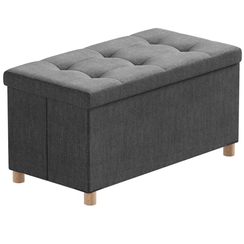 BRIAN & DANY 30 Inches Folding Storage Ottoman Bench, Ottoman with Storage Bench for Bedroom, Living Room, Entryway, Foot Rest with Legs, Dark Gery - color: Grey, size: 15"D x 30"W x 15"H