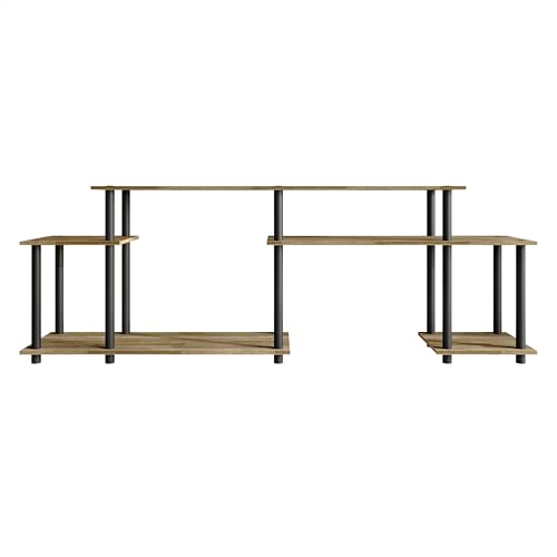 Simple 3-Tier TV Stand with Open Storage Shelves, for TVs up to 50", Natural Oak - color: Natural Oak