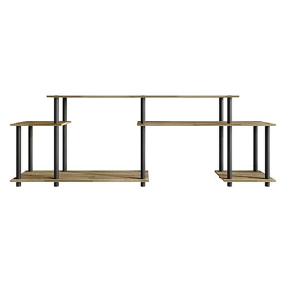 Simple 3-Tier TV Stand with Open Storage Shelves, for TVs up to 50", Natural Oak - color: Natural Oak