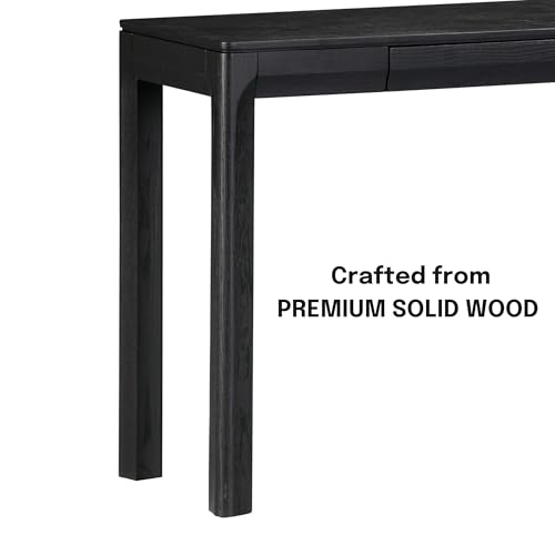 Flow 47-Inch Console Table, Modern Solid Wood Entryway Table with Hidden Drawer, Waterproof & Heat Resistant, Narrow Table for Hallway, Living Room & Foyer, Burnt Black - color: Burnt Black, size: 47 Inch, style: Console