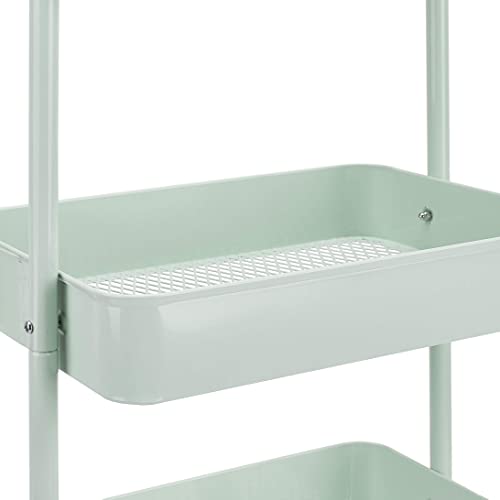 Amazon Basics 3-Tier Metal Rolling Utility Cart, Storage Organizer, Multi-Functional Kitchen Island Cart, Portable Shelving Unit with Caster Wheels, Mint Green - color: Mint Green