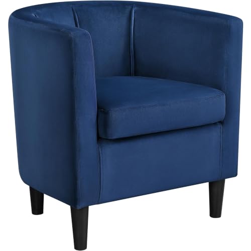Yaheetech Barrel Accent Chair, Upholstered Modern Armchair, Blue | Soft Velvet Chair with High-Density Foam Seat, Barrel Sofa Chair for Living Room Bedroom Waiting Room - color: Blue, size: Set of 1