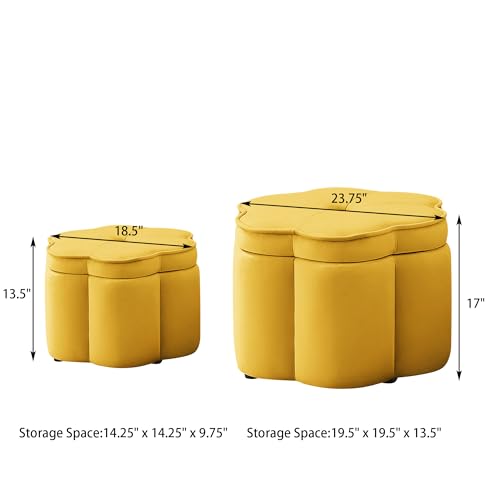 24" Small Modern Nesting Tables with Large Weight Capacity, Modern Nesting Side Tables with Space-Saving Design, Small Coffee Table with Side Storage Shelf for Living Room, Yellow - color: Yellow