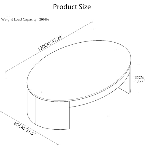 42.24” Modern Oval Coffee Table, MDF Center Table, Conference Table, Minimalist Accent Dinning Coffee Table for Living Room, Apartment,Office,Courtyard,No Assembly.(Black) - color: Black-f