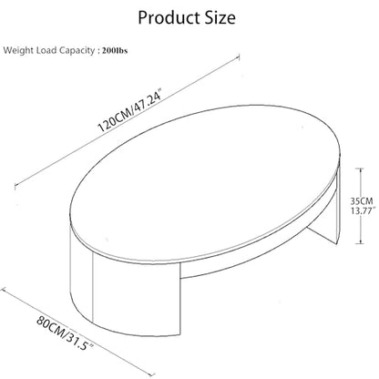 42.24” Modern Oval Coffee Table, MDF Center Table, Conference Table, Minimalist Accent Dinning Coffee Table for Living Room, Apartment,Office,Courtyard,No Assembly.(Black) - color: Black-f