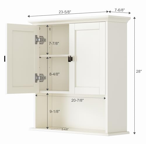 Bathroom Wall Cabinet, Medicine Cabinet Over The Toilet Storage Cabinet Wall Mounted with Build-in Spirit Level Cupboard Hanging Cabinet for Bathroom Laundry Kitchen Living Room, Cream White - color: Cream White