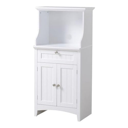OS Home and Office Furniture 23.5" Wood Microwave/Coffee Maker Cabinet in White
