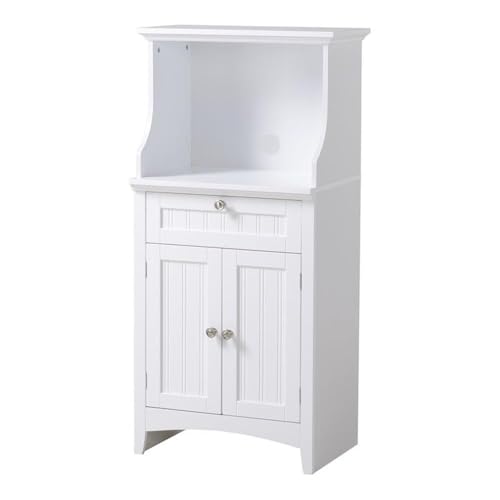 OS Home and Office Furniture 23.5" Wood Microwave/Coffee Maker Cabinet in White