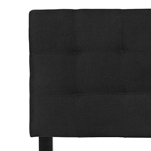 Emma + Oliver Black Full Quilted Tufted Headboard | Adjustable Bed Rail Slots, Fabric Upholstered - color: Black, size: Full