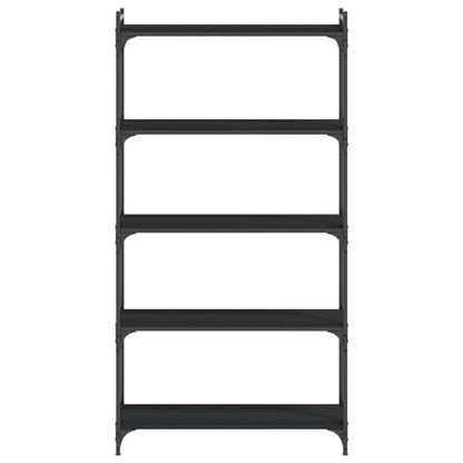 5-Tier Industrial Bookcase Black 11.8x31.5x60.6 in Engineered Wood & Metal Frame Adjustable Shelves Matte Finish Small Bookshelf for Living Room Bedroom Office - color: Black, size: 5-Tier