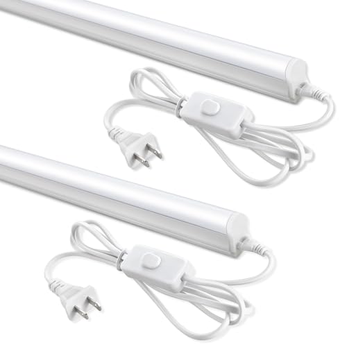 (2 Pack 4FT T5 LED Shop Light,6500K,20W,2300LM(Super Bright White) Linkable LED Integrated Fixture,Garage Ceiling and Cabinet Light,Strip Light,Corded Electric with ON/Off Switch - size: 2 PACK