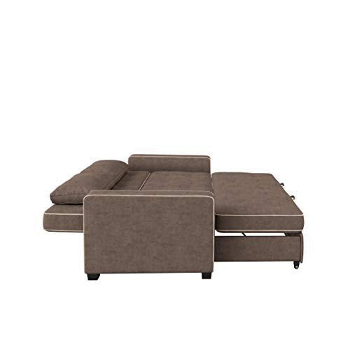 Serta Ainsley 72.6" Convertible Sleeper Sofa, Queen Size, Dreamcoil Comfort, Soft Woven Fabric, Java - color: Java, size: Queen Sofa
