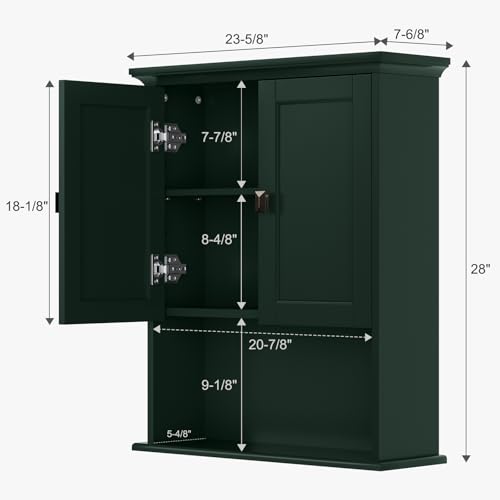 Medicine Cabinet, Bathroom Wall Cabinet Over The Toilet Storage Cabinet Wall Mounted with Build-in Spirit Level Cupboard Hanging Cabinet for Bathroom Laundry Kitchen Living Room, Forest Green - color: Forest Green