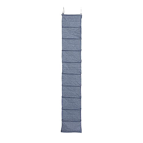 Household Essentials Hanging Narrow Cotton Blend and Plastic Closet Organizer with 10 Storage Shelves, Denim - color: Denim