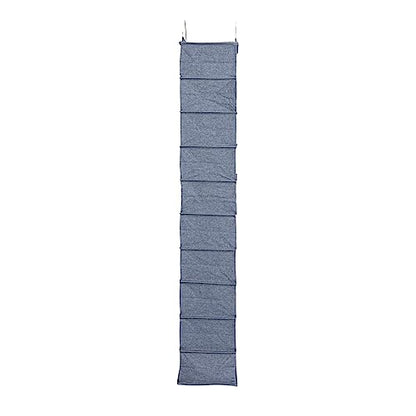Household Essentials Hanging Narrow Cotton Blend and Plastic Closet Organizer with 10 Storage Shelves, Denim - color: Denim