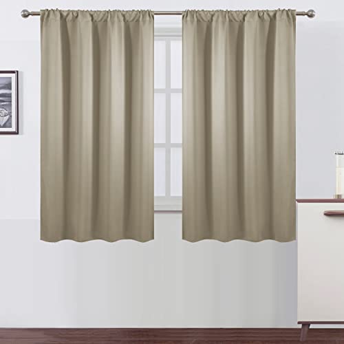 Blackout Curtains 42 x 54 inch/Beige Curtains Set of 2 Panels/Thermal Insulated Room Darkening Bedroom Curtains - color: Beige, size: 42"W x 54"L (Pack of 2)