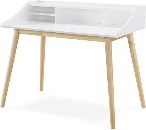 Alton Writing Computer Desk with Shelves, Retro Laptop Workstation for Home Office, Bedroom or Small Spaces