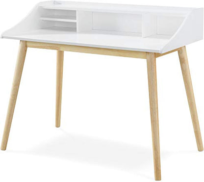Alton Writing Computer Desk with Shelves, Retro Laptop Workstation for Home Office, Bedroom or Small Spaces