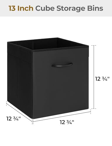 StorageWorks Black Storage Cubes, 13-inch Leather Bins with Handle, Cube Organizer Baskets for Shelves and Closet, Collapsible Storage Bins, 4-Pack - color: Black, size: 13 Inch