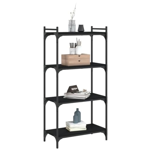 4-Tier Industrial Bookshelf, Black Open Bookcase with Metal Frame, Storage Display Rack for Living Room, Home Office, 23.6" x 11.8" x 47.2" - color: Black 7