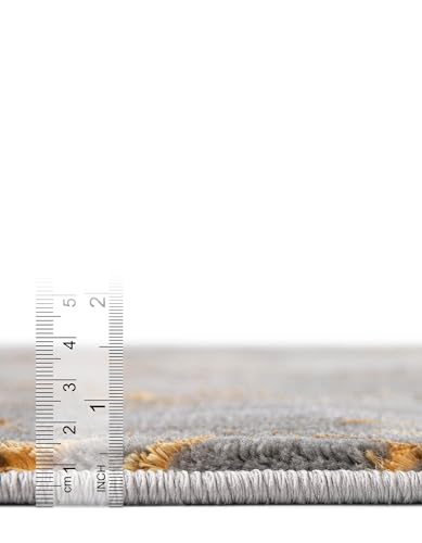 Rugs.com Vogue Geo Collection Rug – 2x3 Gray Medium-Pile Rug Perfect for Entryways, Kitchens, Breakfast Nooks, Accent Pieces - color: Gray and Gold, size: 2' x 3' Rectangular