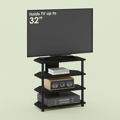 Ipoh TV Stand for up to 32 inch TV, Entertainment Center with Open Shelves for Living Room, Black Oak - color: Black Oak/Black