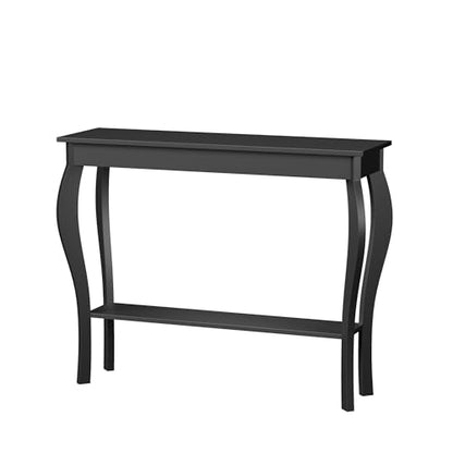 ChooChoo 39" Narrow Entryway Table with Storage Shelf, Black | Console Table with Curved Legs, Chic Accent Sofa Table with Shelves for Entryway, Living Room, Hallway - color: Black