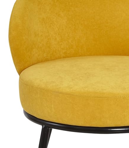 GDFStudio 27" Modern Accent Chair, Comfy Lounge Chair, Velvet Upholstered Chair, Mid Century Modern Armchair with Metal Leg, Solid Wood Frame, Cushion Barrel Side Chair for Living Room Bedroom, Yellow - color: Yellow + Velvet