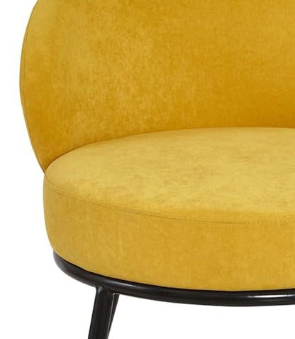 GDFStudio 27" Modern Accent Chair, Comfy Lounge Chair, Velvet Upholstered Chair, Mid Century Modern Armchair with Metal Leg, Solid Wood Frame, Cushion Barrel Side Chair for Living Room Bedroom, Yellow - color: Yellow + Velvet