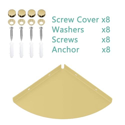 2PC Corner Shelves 304 Stainless Steel Bathroom Shower Shelves Waterproof Wall Mounted Heavy Duty Shower Corner Shelves for Bathroom and Bedroom(Gold, 2 PC) - size: 2PC