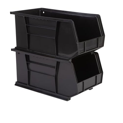 HE HUDSON EXCHANGE 15" x 8" x 7" (12 Pack) Plastic Stackable Storage Bin, Black - color: Black, size: 12 Pack