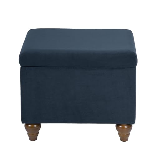 HomePop 22" Medium Rectangular Storage Ottoman - Blue Velvet - color: Blue Velvet
