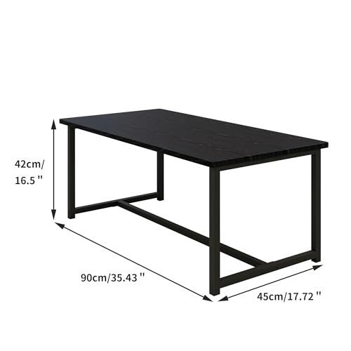 35.4" Rectangular Coffee Table for Living Room, Modern Industrial Style Coffee Table Center Table with Metal Frame for Small Space, Apartment, Office, Easy Assembly, Black - color: Black