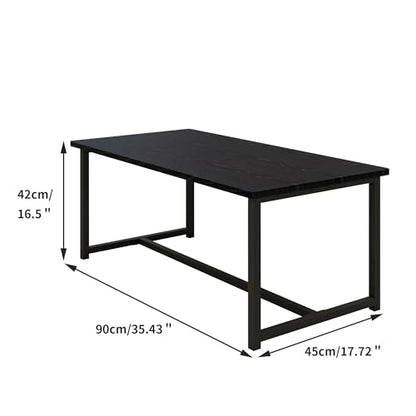 35.4" Rectangular Coffee Table for Living Room, Modern Industrial Style Coffee Table Center Table with Metal Frame for Small Space, Apartment, Office, Easy Assembly, Black - color: Black