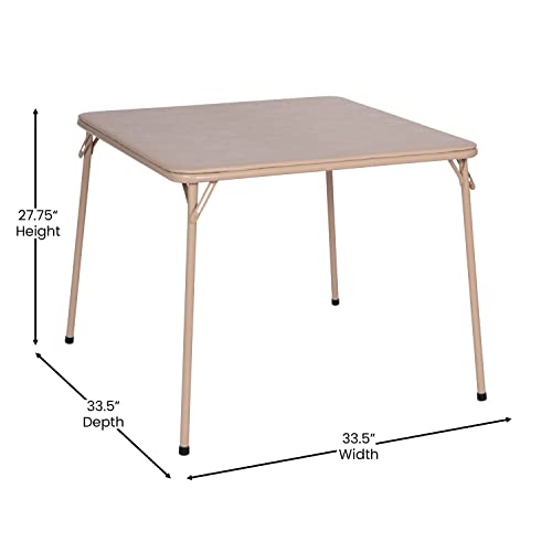 EMMA + OLIVER Tan Square Folding Card Table and Chairs Set for 4 Players | Lightweight, Easy Storage, Padded Top - color: Tan