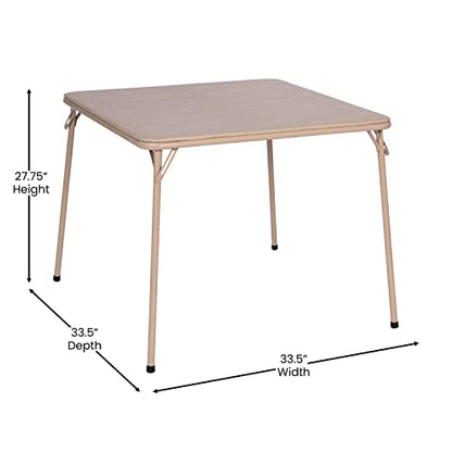 EMMA + OLIVER Tan Square Folding Card Table and Chairs Set for 4 Players | Lightweight, Easy Storage, Padded Top - color: Tan