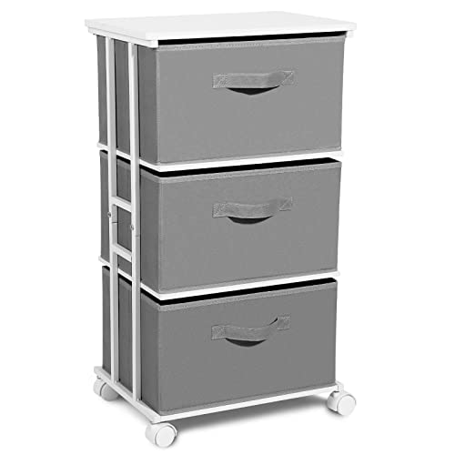MAX Houser Dresser Tower with 3 Drawers,Fabric Dresser Drawer Organizer Unit,Dresser Chest with Wood Top,Vertical Storage Dresser,Small Dresser for Bedroom,Office-Dark Grey - color: Grey6