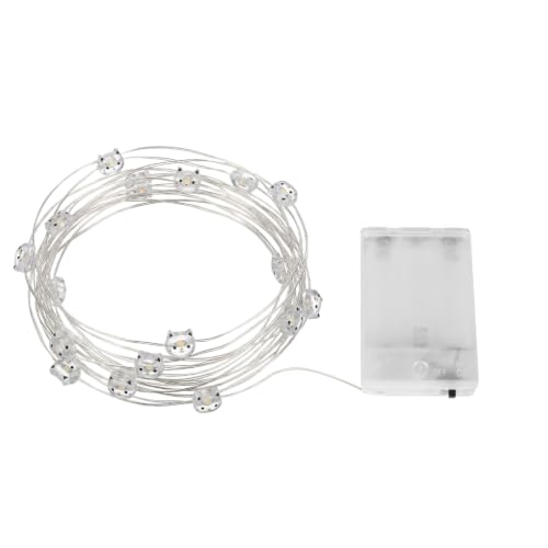 Cat String Lights,20 Led Fairy Light Indoor,Battery Powered Cute String Lights,Decorative String Light Indoor,Warm White,2M,Transparent Wire,for Kids Room,Bedroom,Dorm, Party Decor