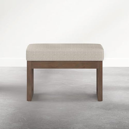 SIMPLIHOME Milltown Small Ottoman Bench - 27 inch Wide Upholstered Tweed Look Fabric Rectangle Footstool Ottoman in Beige Cream, Contemporary Bench for Entryway with Cushioned Seat, Assembled - color: Beige Cream, style: Small Ottoman Bench