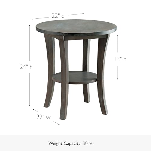 Leick Home 10302-RG Rustic Wire Brushed Driftwood Round Side Table with Shelf, Rustic Gray - color: Rustic Gray
