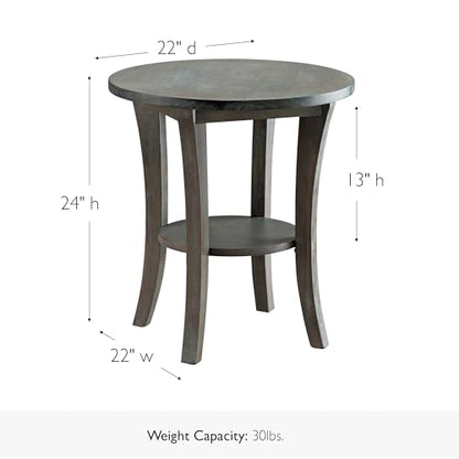 Leick Home 10302-RG Rustic Wire Brushed Driftwood Round Side Table with Shelf, Rustic Gray - color: Rustic Gray