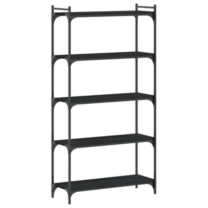 5-Tier Industrial Bookcase, 60.6 Inch Tall Bookshelf with Height Adjustable Shelves and Metal Frame, Matte Black Engineered Wood Shelving Unit for Living Room and Office - color: Black, size: 5-Tier