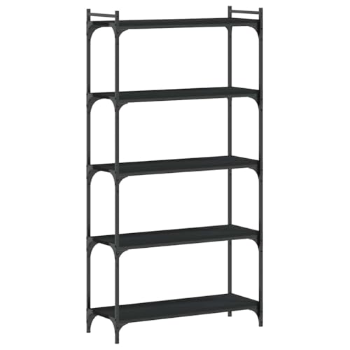 5-Tier Bookshelf Industrial Bookcase with Metal Frame, 31.5 inch Open Storage Shelving Unit for Home Office Living Room, Black - color: Black 12