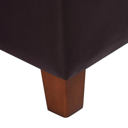 HomePop 18" Classic Square Storage Ottoman - Brown - color: Brown Faux Leather